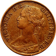 UK Farthing Victoria Beaded border 1860 KM# 747.1 VICTORIA D:G: BRITT:REG:F:D: coin obverse UK Farthing Victoria Beaded border 1860 KM# 747.1 VICTORIA D:G: BRITT:REG:F:D: coin obverse