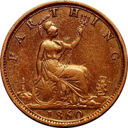 UK Farthing Victoria Beaded border 1860 KM# 747.1 FARTHING coin reverse UK Farthing Victoria Beaded border 1860 KM# 747.1 FARTHING coin reverse