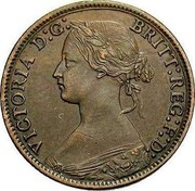 UK Farthing Victoria toothed border 1869 KM# 747.2 VICTORIA D:G: BRIT: REG: F:D: coin obverse UK Farthing Victoria toothed border 1869 KM# 747.2 VICTORIA D:G: BRIT: REG: F:D: coin obverse