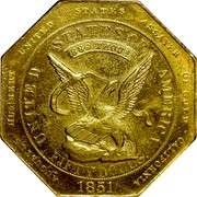 USA Fifty Dolls Augustus Humbert United States Assayer of Gold California 1851 KM# 32.1 UNITED STATES OF AMERICA FIFTY DOLLS 880 THOUS coin obverse USA Fifty Dolls Augustus Humbert United States Assayer of Gold California 1851 KM# 32.1 UNITED STATES OF AMERICA FIFTY DOLLS 880 THOUS coin obverse