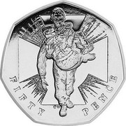 UK Fifty Pence 150th anniversary of the institution of the Victoria Cross 2006 British Royal Mint Proof KM# 1058 FIFTY PENCE CD coin reverse UK Fifty Pence 150th anniversary of the institution of the Victoria Cross 2006 British Royal Mint Proof KM# 1058 FIFTY PENCE CD coin reverse