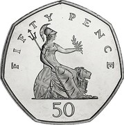 UK Fifty Pence (Britannia revised inscription) KM# 991 FIFTY PENCE 50 coin reverse UK Fifty Pence (Britannia revised inscription) KM# 991 FIFTY PENCE 50 coin reverse