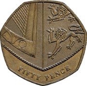 UK Fifty Pence (Shield of the Royal Arms) KM# 1112b FIFTY PENCE coin reverse UK Fifty Pence (Shield of the Royal Arms) KM# 1112b FIFTY PENCE coin reverse
