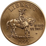 USA Five Dollars Civil War Battlefield Preservation 1995 W KM# 256 LIBERTY IN GOD WE TRUST W 1995 coin obverse USA Five Dollars Civil War Battlefield Preservation 1995 W KM# 256 LIBERTY IN GOD WE TRUST W 1995 coin obverse