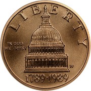 USA Five Dollars Congress Bicentennial 1989 W KM# 226 LIBERTY IN GOD WE TRUST 1789 1989 W coin obverse USA Five Dollars Congress Bicentennial 1989 W KM# 226 LIBERTY IN GOD WE TRUST 1789 1989 W coin obverse