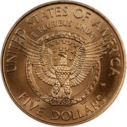 USA Five Dollars Franklin Delano Roosevelt 1997 W KM# 282 UNITED STATES OF AMERICA FIVE DOLLARS E PLURIBUS UNUM coin reverse USA Five Dollars Franklin Delano Roosevelt 1997 W KM# 282 UNITED STATES OF AMERICA FIVE DOLLARS E PLURIBUS UNUM coin reverse
