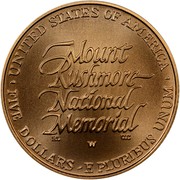 USA Five Dollars Mount Rushmore 50th Anniversary 1991 W KM# 230 UNITED STATES OF AMERICA FIVE DOLLARS E PLURIBUS UNUM MOUNT RUSHMORC NATIONAL MEMORIAL W coin reverse