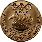 USA Five Dollars Olympics 1988 W KM# 223 UNITED STATES OF AMERICA FIVE DOLLARS W E PLURIBUS UNUM USA coin reverse USA Five Dollars Olympics 1988 W KM# 223 UNITED STATES OF AMERICA FIVE DOLLARS W E PLURIBUS UNUM USA coin reverse