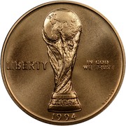 USA Five Dollars World Cup Tournament 1994 W KM# 248 LIBERTY IN GOD WE TRUST FIFA WORLD CUP 1994 coin obverse USA Five Dollars World Cup Tournament 1994 W KM# 248 LIBERTY IN GOD WE TRUST FIFA WORLD CUP 1994 coin obverse