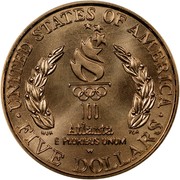 USA Five Dollars XXVI Olympiad Cauldron 1996 W KM# 270 ∙ UNITED STATES OF AMERICA ∙ FIVE DOLLARS ∙ 100 ATLANTA E PLURIBUS UNUM W coin reverse USA Five Dollars XXVI Olympiad Cauldron 1996 W KM# 270 ∙ UNITED STATES OF AMERICA ∙ FIVE DOLLARS ∙ 100 ATLANTA E PLURIBUS UNUM W coin reverse