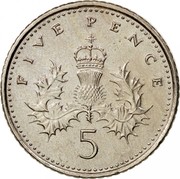 UK Five Pence Elizabeth II 2006 Proof KM# 988 FIVE PENCE 5 coin reverse UK Five Pence Elizabeth II 2006 Proof KM# 988 FIVE PENCE 5 coin reverse