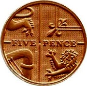 UK Five Pence Royal Shield 2008 Proof KM# 1109b FIVE PENCE coin reverse UK Five Pence Royal Shield 2008 Proof KM# 1109b FIVE PENCE coin reverse