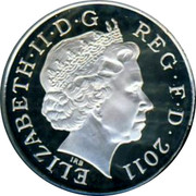UK Five Pence Royal Shield 2011 Proof KM# 1109a ELIZABETH II D G REG F D *DATE* coin obverse UK Five Pence Royal Shield 2011 Proof KM# 1109a ELIZABETH II D G REG F D *DATE* coin obverse