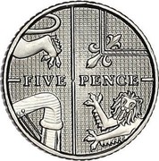 UK Five Pence Shield of the Royal Arms puzzle 3/6 2010 Proof KM# 1109 FIVE PENCE coin reverse UK Five Pence Shield of the Royal Arms puzzle 3/6 2010 Proof KM# 1109 FIVE PENCE coin reverse