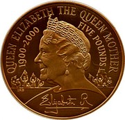 UK Five Pounds 100th Birthday of Queen Mother 2000 KM# 1007b QUEEN ELIZABETH THE QUEEN MOTHER 1900-2000 FIVE POUNDS ELIZABETH R IRB coin reverse UK Five Pounds 100th Birthday of Queen Mother 2000 KM# 1007b QUEEN ELIZABETH THE QUEEN MOTHER 1900-2000 FIVE POUNDS ELIZABETH R IRB coin reverse