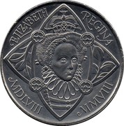 UK Five Pounds Accession of Elizabeth I 2008 KM# 1104 ELIZABETH REGINA MDLVIII MMVIII coin reverse