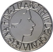 UK Five Pounds Coronation Jubilee 2003 British Royal Mint Proof KM# 1038a ELIZABETH∙II∙DEI GRATIA REGINA∙F∙D∙ coin obverse UK Five Pounds Coronation Jubilee 2003 British Royal Mint Proof KM# 1038a ELIZABETH∙II∙DEI GRATIA REGINA∙F∙D∙ coin obverse