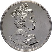 UK Five Pounds Golden Jubilee 2002 British Royal Mint Proof KM# 1024 FIVE POUNDS IRB coin obverse UK Five Pounds Golden Jubilee 2002 British Royal Mint Proof KM# 1024 FIVE POUNDS IRB coin obverse