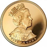UK Five Pounds Golden Jubilee 2002 British Royal Mint Proof KM# 1024b FIVE POUNDS IRB coin obverse