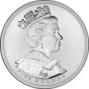 UK Five Pounds Golden Jubilee "Silver Edition" 2002 British Royal Mint Proof KM# 1024a FIVE POUNDS IRB coin obverse