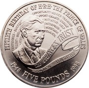 UK Five Pounds Prince Charles 1998 Proof KM# 995 CONFIDENCE∙SUCCESS OPPORTUNITY∙ADVICE∙TRAINING TALENT∙SKILLS SUPPORT∙GRANTS∙CHALLEN ∙JOBS ENTERPRISE∙W INVESTMENT EDUCATION FIFTIETH BIRTHDAY OF H∙R∙H∙ THE PRINCE OF WALES 1948 FIVE POUNDS 1998 coin reverse UK Five Pounds Prince Charles 1998 Proof KM# 995 CONFIDENCE∙SUCCESS OPPORTUNITY∙ADVICE∙TRAINING TALENT∙SKILLS SUPPORT∙GRANTS∙CHALLEN ∙JOBS ENTERPRISE∙W INVESTMENT EDUCATION FIFTIETH BIRTHDAY OF H∙R∙H∙ THE PRINCE OF WALES 1948 FIVE POUNDS 1998 coin reverse
