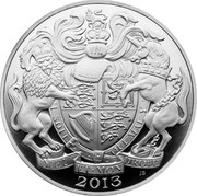 UK Five Pounds Queen Elizabeth II Portrait Through the Years 2013 Proof KM# 1248 DIEU ET MON DROIT 2013 JB coin reverse UK Five Pounds Queen Elizabeth II Portrait Through the Years 2013 Proof KM# 1248 DIEU ET MON DROIT 2013 JB coin reverse