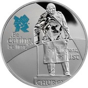 UK Five Pounds Sir Winston Churchill 2010 British Royal Mint Proof KM# 1146 BE DARING, BE FIRST, BE DIFFERENT, BE JUST CHURC' coin reverse
