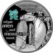 UK Five Pounds Stonehenge 2009 British Royal Mint Proof KM# 1145 GREAT THINGS ARE DONE WHEN MEN AND MOUNTAINS MEET coin reverse UK Five Pounds Stonehenge 2009 British Royal Mint Proof KM# 1145 GREAT THINGS ARE DONE WHEN MEN AND MOUNTAINS MEET coin reverse