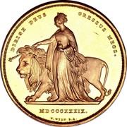 UK Five Pounds Una and the lion 1839 Proof KM# 742 DIRIGE DEUS GRESSUS MEOS. MDCCCXXXIX W. WYON R.A. coin reverse