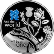 UK Five Pounds Unity 2010 British Royal Mint Proof KM# 1147 AND THE WORLD WILL BE AS ONE coin reverse