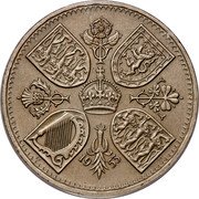 UK Five Shillings Coronation Queen Elizabeth II 1953 Matte Proof KM# 894 19 53 EF CT coin reverse UK Five Shillings Coronation Queen Elizabeth II 1953 Matte Proof KM# 894 19 53 EF CT coin reverse