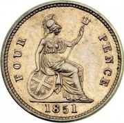 UK Four Pence Groat 1851 KM# 731.1 FOUR PENCE *YEAR* coin reverse UK Four Pence Groat 1851 KM# 731.1 FOUR PENCE *YEAR* coin reverse