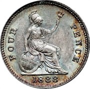 UK Four Pence Groat 1888 KM# 772 FOUR PENCE 1888 coin reverse