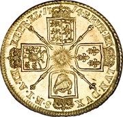 UK Guinea George I 1714 KM# 538 BRVN ∙ ET L ∙ DVX S ∙ R ∙ I ∙ A ∙ TH ET ∙ EL ∙ coin reverse