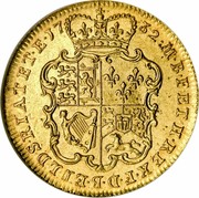 UK Guinea George II (2nd portrait) E.I.C. below 1732 KM# 573.2 M∙B∙F∙ET∙H∙REX∙F∙D∙B∙ET∙L∙D∙S∙R∙I∙A∙T∙ET∙E∙*YEAR*∙ coin reverse UK Guinea George II (2nd portrait) E.I.C. below 1732 KM# 573.2 M∙B∙F∙ET∙H∙REX∙F∙D∙B∙ET∙L∙D∙S∙R∙I∙A∙T∙ET∙E∙*YEAR*∙ coin reverse
