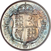 UK Half Crown George V 1911 KM# 818.1 HONI SOIT∙ QVI MAL∙ Y PENSE∙ ∙ FID: DEF: IND: IMP: ∙ HALF ∙ *YEAR* ∙ CROWN coin reverse UK Half Crown George V 1911 KM# 818.1 HONI SOIT∙ QVI MAL∙ Y PENSE∙ ∙ FID: DEF: IND: IMP: ∙ HALF ∙ *YEAR* ∙ CROWN coin reverse