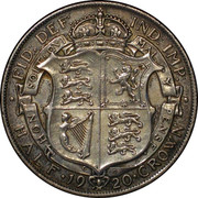 UK Half Crown George V 1920 KM# 818.1a HONI SOIT∙ QVI MAL∙ Y PENSE∙ ∙ FID: DEF: IND: IMP: ∙ HALF ∙ *YEAR* ∙ CROWN coin reverse UK Half Crown George V 1920 KM# 818.1a HONI SOIT∙ QVI MAL∙ Y PENSE∙ ∙ FID: DEF: IND: IMP: ∙ HALF ∙ *YEAR* ∙ CROWN coin reverse