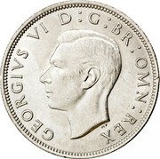 UK Half Crown George VI 1946 Proof KM# 856 GEORGIVS VI D: G: BR: OMN: REX coin obverse UK Half Crown George VI 1946 Proof KM# 856 GEORGIVS VI D: G: BR: OMN: REX coin obverse