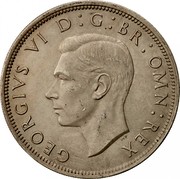 UK Half Crown George VI 1947 Proof KM# 866 GEORGIVS VI D:G:BR:OMN:REX HP coin obverse UK Half Crown George VI 1947 Proof KM# 866 GEORGIVS VI D:G:BR:OMN:REX HP coin obverse