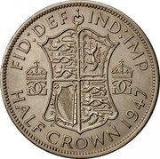 UK Half Crown George VI 1947 Proof KM# 866 FID:DEF IND:IMP GG GG K G HALF CROWN *YEAR* coin reverse UK Half Crown George VI 1947 Proof KM# 866 FID:DEF IND:IMP GG GG K G HALF CROWN *YEAR* coin reverse
