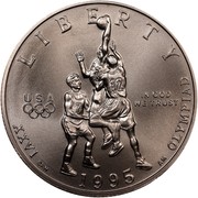 USA Half Dollar 1996 Atlanta Olympics - basketball 1995 S KM# 257 LIBERTY IN GOD WE TRUST USA coin obverse USA Half Dollar 1996 Atlanta Olympics - basketball 1995 S KM# 257 LIBERTY IN GOD WE TRUST USA coin obverse