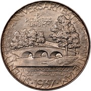 USA Half Dollar Battle of Antietam 75th Anniversary 1937 KM# 190 ∙ SEVENTY ∙ FIFTH ∙ ANNIVERSARY ∙ BATTLE ∙ OF ∙ ANTIETAM ∙ E ∙ PLURIBUS ∙ UNUM ∙ THE BURNSIDE BRIDGE SEPTEMBER 171862 coin reverse USA Half Dollar Battle of Antietam 75th Anniversary 1937 KM# 190 ∙ SEVENTY ∙ FIFTH ∙ ANNIVERSARY ∙ BATTLE ∙ OF ∙ ANTIETAM ∙ E ∙ PLURIBUS ∙ UNUM ∙ THE BURNSIDE BRIDGE SEPTEMBER 171862 coin reverse