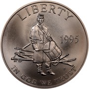 USA Half Dollar Civil War Battlefield Preservation 1995 S KM# 254 LIBERTY IN GOD WE TRUST coin obverse USA Half Dollar Civil War Battlefield Preservation 1995 S KM# 254 LIBERTY IN GOD WE TRUST coin obverse