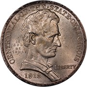 USA Half Dollar Illinois Centennial-Lincoln 1918 KM# 143 CENTENNIAL ∙ OF ∙ THE ∙ STATE ∙ OF ∙ ILLINOIS LIBERTY IN GOD WE TRUST coin obverse USA Half Dollar Illinois Centennial-Lincoln 1918 KM# 143 CENTENNIAL ∙ OF ∙ THE ∙ STATE ∙ OF ∙ ILLINOIS LIBERTY IN GOD WE TRUST coin obverse