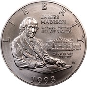 USA Half Dollar James Madison - Bill of Rights 1993 W KM# 240 LIBERTY IN GOD WE TRUST JAMES MADISON FATHER OF THE BILL OF RIGHTS coin obverse USA Half Dollar James Madison - Bill of Rights 1993 W KM# 240 LIBERTY IN GOD WE TRUST JAMES MADISON FATHER OF THE BILL OF RIGHTS coin obverse