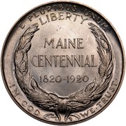 USA Half Dollar Maine Centennial 1920 KM# 146 UNITED STATES OF AMERICA DIRICO MAINE HALF DOLLAR coin obverse USA Half Dollar Maine Centennial 1920 KM# 146 UNITED STATES OF AMERICA DIRICO MAINE HALF DOLLAR coin obverse