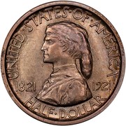 USA Half Dollar Missouri Centennial 1921 KM# 149.1 UNITED ∙ STATES ∙ OF ∙ AMERICA 1821 1921 HALF ∙ DOLLAR coin obverse USA Half Dollar Missouri Centennial 1921 KM# 149.1 UNITED ∙ STATES ∙ OF ∙ AMERICA 1821 1921 HALF ∙ DOLLAR coin obverse