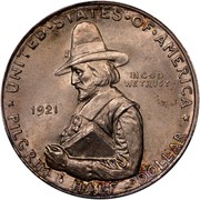 USA Half Dollar Pilgrim Tercentenary 1921 KM# 147.2 * UNITED ∙ STATES ∙ OF ∙ AMERICA * IN GOD WE TRUST PILGRIM ∙ HALF ∙ DOLLAR coin obverse USA Half Dollar Pilgrim Tercentenary 1921 KM# 147.2 * UNITED ∙ STATES ∙ OF ∙ AMERICA * IN GOD WE TRUST PILGRIM ∙ HALF ∙ DOLLAR coin obverse