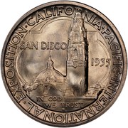 USA Half Dollar San Diego-Pacific International Exposition 1935 S KM# 171 ∙ INTERNATIONAL ∙ EXPOSITION ∙ CALIFORNIA ∙ PACIFIC ∙ SAN DIEGO 1935 IN GOD WE TRUST coin reverse