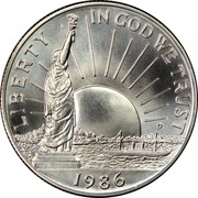 USA Half Dollar Statue of Liberty Centennial 1986 D KM# 212 LIBERTY IN GOD WE TRUST coin obverse USA Half Dollar Statue of Liberty Centennial 1986 D KM# 212 LIBERTY IN GOD WE TRUST coin obverse